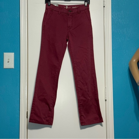 7 For All Mankind Standard Straight Leg Red Jeans Big Boys 10 women’s 25 NWT - Picture 14 of 15